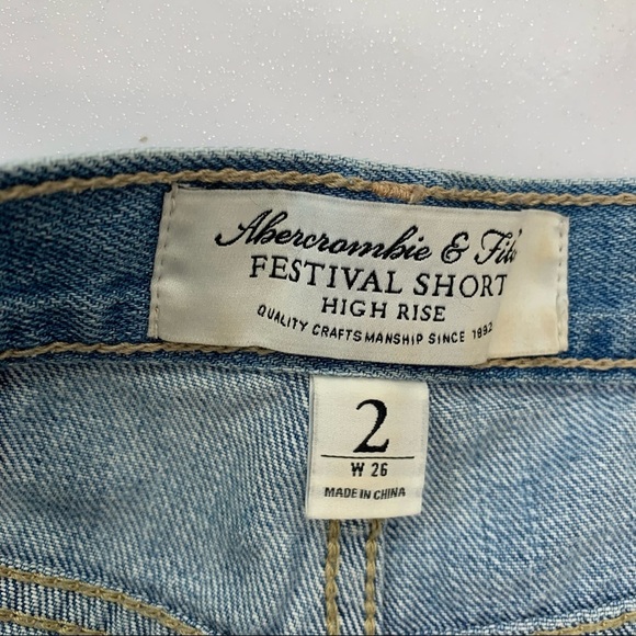 Abercrombie & Fitch Festival Short High Rise 2/26 Crochet Distress Button Fly - Picture 6 of 9